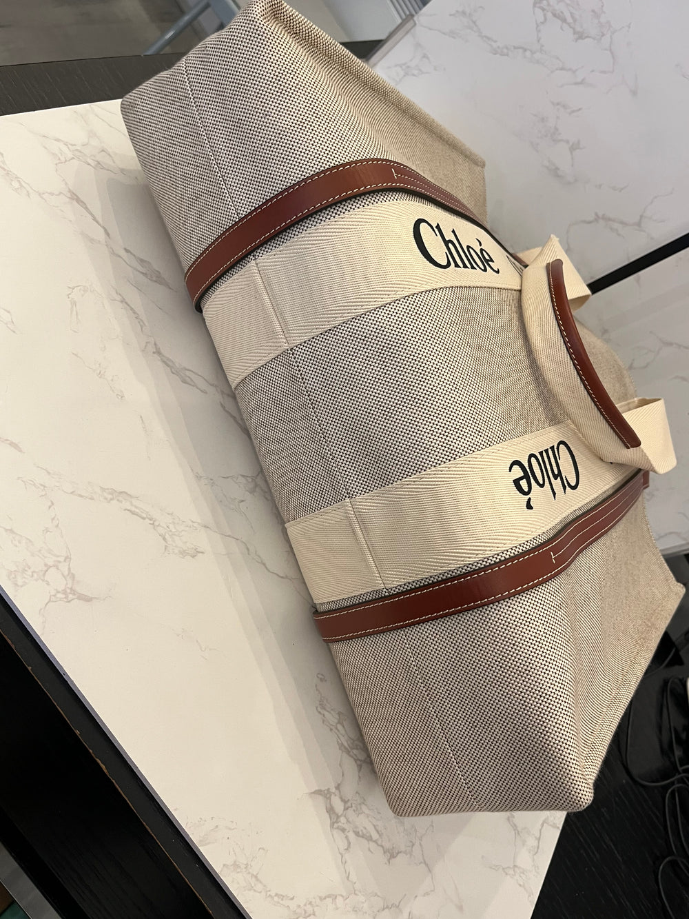Pre Loved Chloe Large Woody Canvas Tote Bag (new)