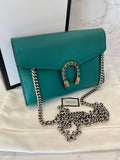 Pre Loved Gucci Dionysus Wallet on a Chain in Emerald Green - Excellent