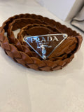 Prada Braided Belt in Cognac Brown 95cm UK 12