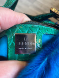 Pre Loved Fendi Mama Baguette in Gradient Blue Calf/Pony Hair with Exotic Leather Trim (excellent)