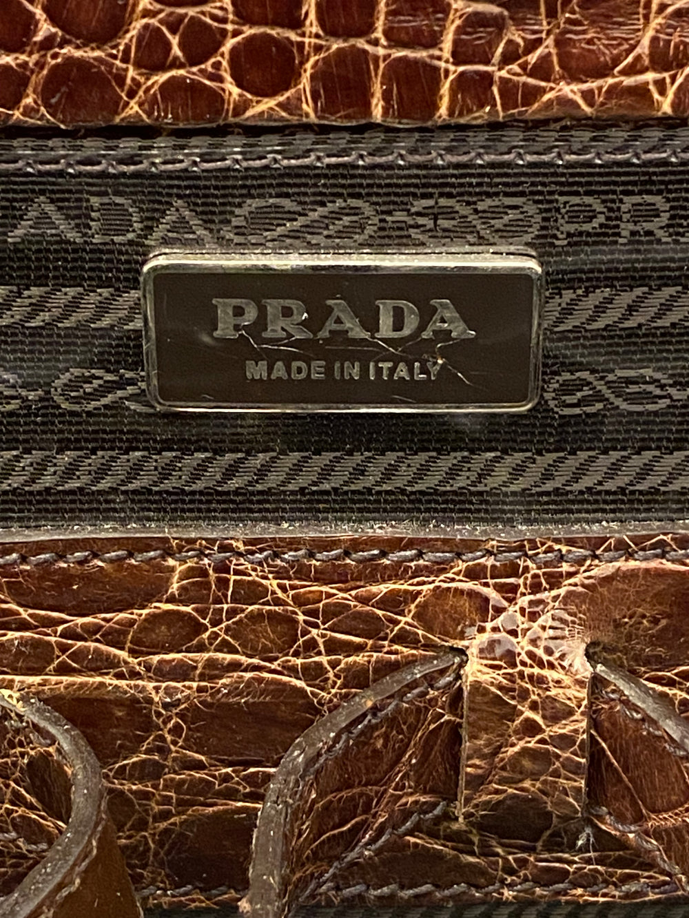 Pre Loved Prada Vintage Cloth and Leather Vanity Case