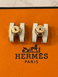 Pre Loved Hermes H-Pop Earrings in cream (excellent)