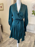 Pre Loved Zimmerman Bottle Green Silk Wrap Dress size 2 fits uk12 (excellent)