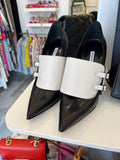 Pre Loved Manolo Blahnik Black & Cream Heels with Buckles UK 7