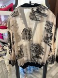 Hermes Rare Vintage Sheer Silk Cardigan with Toile De Jouy Scenes FR38 UK10
