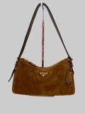 Prada Aimee Brown Suede Shoulder Bag