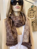 Pre Loved Gucci Brown/Beige Wool Scarf (excellent)