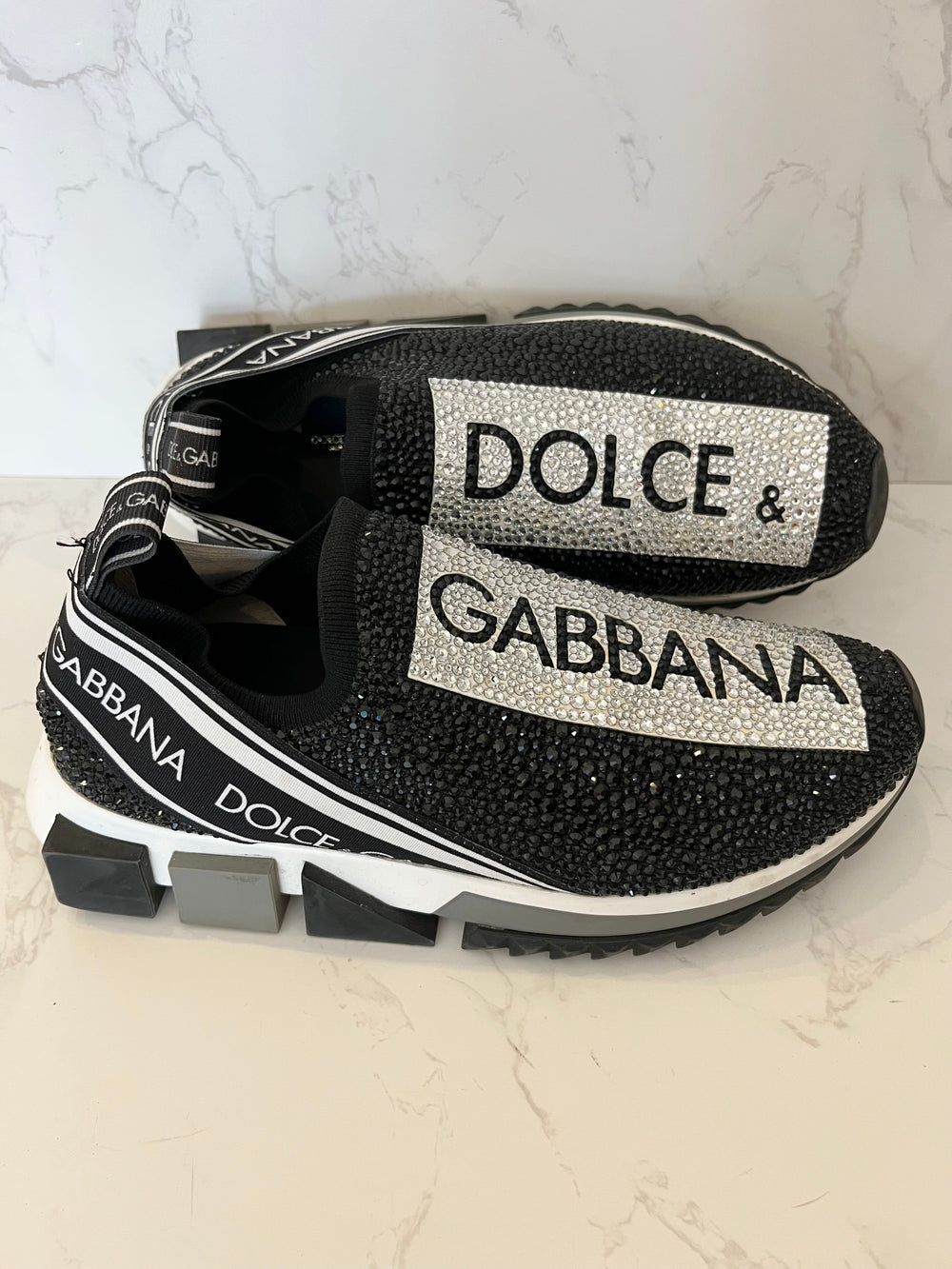Pre Loved Dolce & Gabbana Diamanté Crystal Trainers uk5