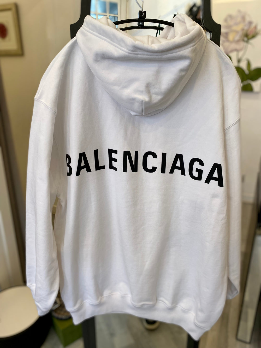 Balenciaga Oversized White Hooded Sweatshirt Size X-Small