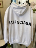 Balenciaga Oversized White Hooded Sweatshirt Size X-Small