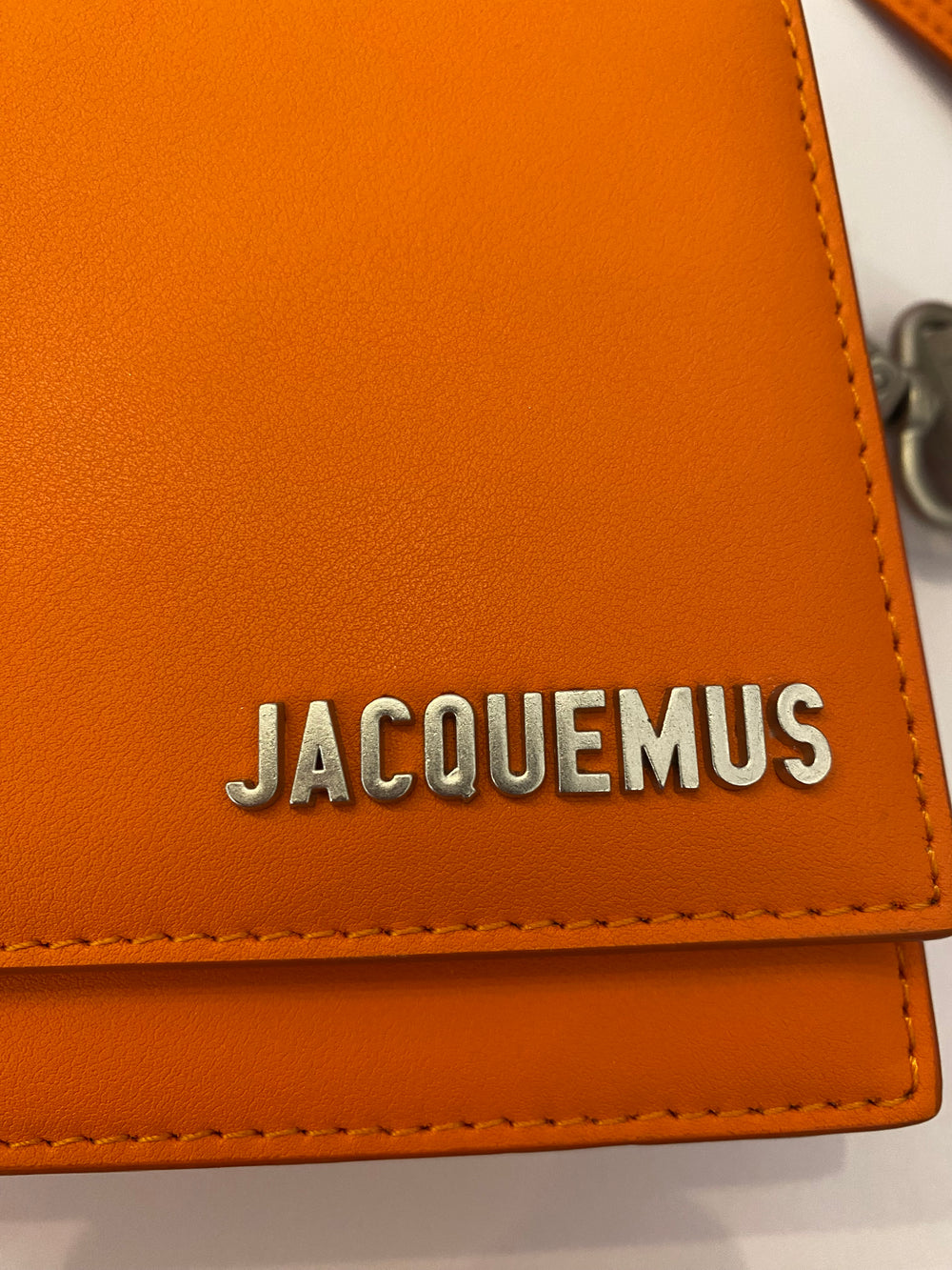 Pre Loved Jacquemus Le Bambino Homme Flap Bag in Orange (as new)