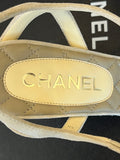 Pre Loved Chanel Beige Quilted Suede Wedge Sandals UK 6 (excellent)