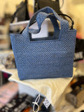 Pre Loved Loewe blue woven raffia x Paula Ibiza tote bag (excellent)