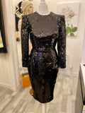 Pre Loved Alex Perry Black Sequin Dress uk8