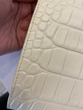 Pre Loved Alexander McQueen Jewelled Embossed Clutch in Cream (excellent )