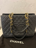 Pre Loved Chanel GST Grand Shopper Tote in Black Cavier Leather - Excellent
