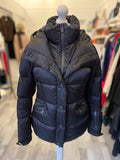 Pre Loved Moncler Black Grenoble Ski Jacket With Hood Size 3 fits UK 12-14