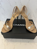 Pre Loved Chanel Beige Leather & Silver Ankle Straps UK 3