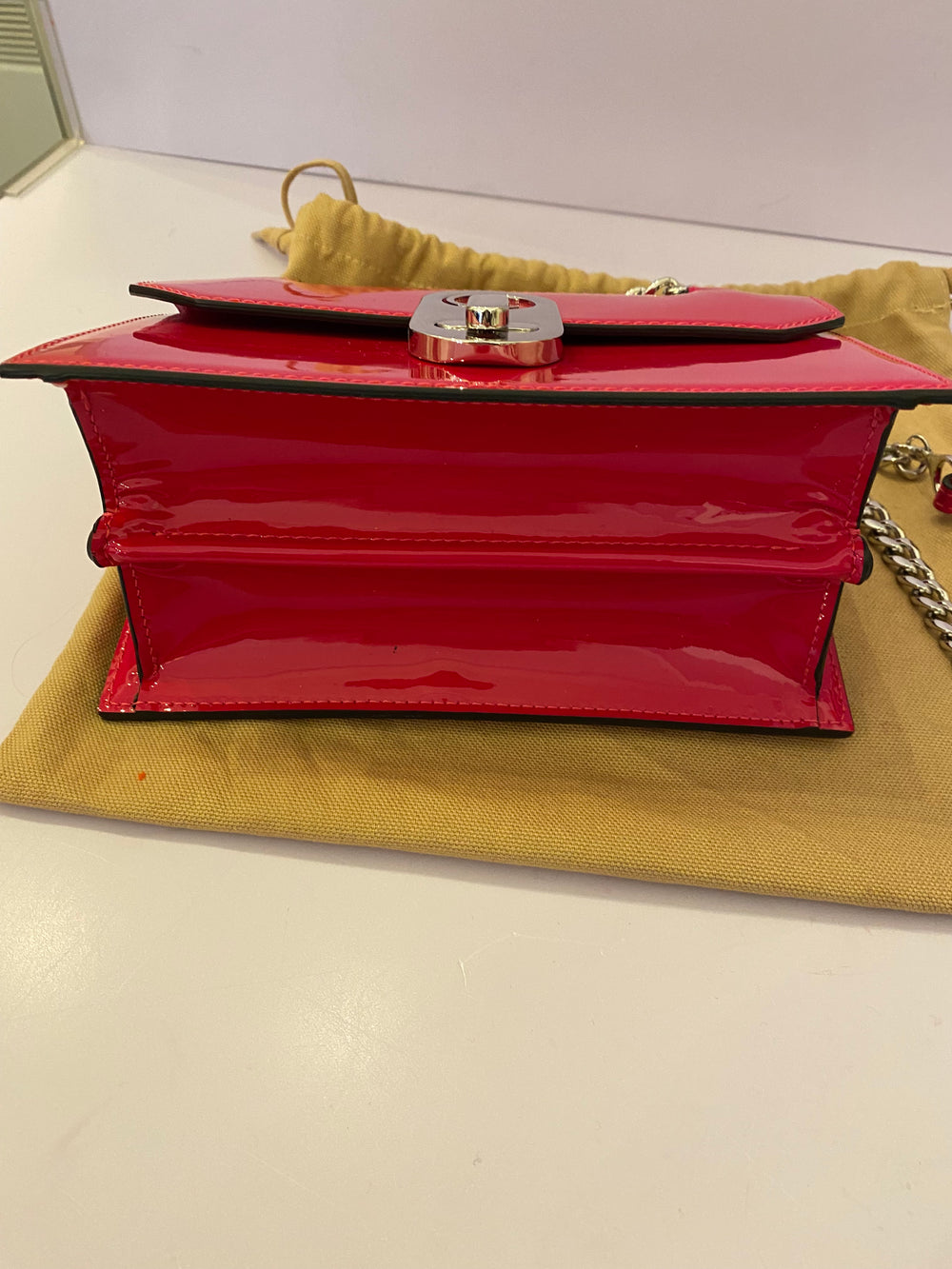 Pre Loved Christian Louboutin Mini Elisa Shoulder Bag in Pink Patent Leather (as new)