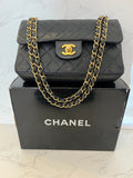 Pre Loved Chanel Vintage Classic Lambskin Double Flap Bag 22ct Gold Plated Hardware