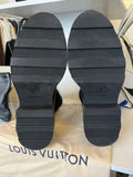 Louis Vuitton Beaubourg Black Leather Ankle Boots Knit Cuffs UK 6