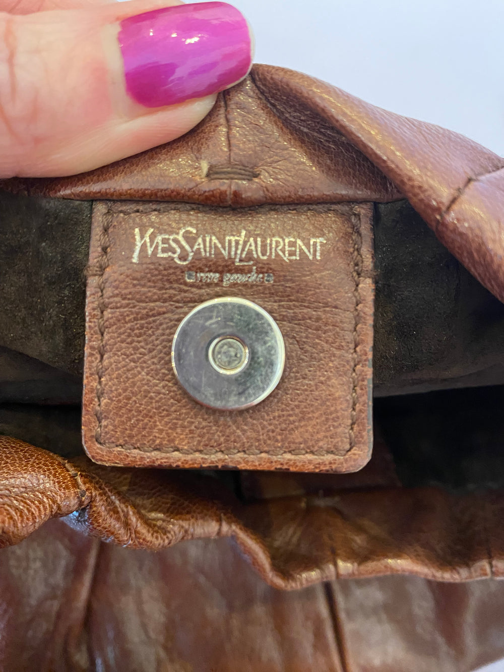 Pre Loved Yves Saint Laurent vintage brown leather Mombassa Horn Bag