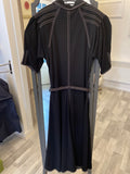 Pre Loved Hermes Black Shirt Dress with White Stitch Detail size 36 uk8 (excellent)