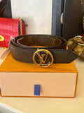 Pre Loved Louis Vuitton LV Circle Monogram/Black Epi  Reversible Belt - 90cm