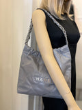 Pre Loved Chanel 22 in Grey Calf Leather 2023 (pristine)