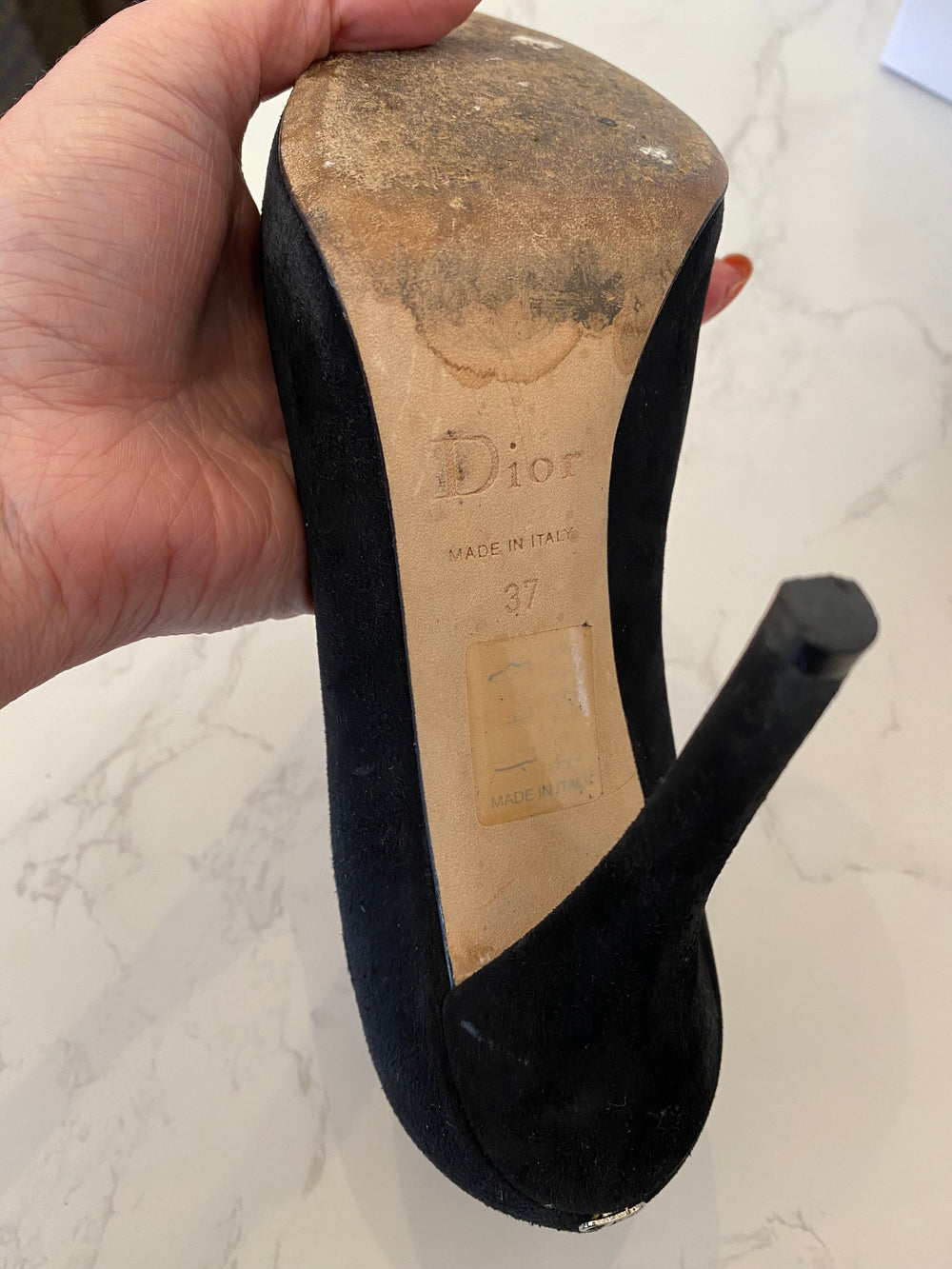 Pre Loved Christian Dior Miss Dior Black Suede Heels UK 4