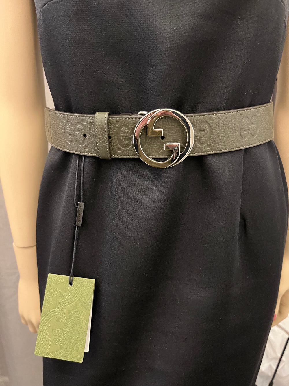 Pre Loved Gucci Olive Green GG Interlocking Buckle Belt 95cm (New) **reserved**