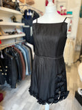 Anne Fontaine Black Linen Dress with Ruffle FR 42 U.K. 14