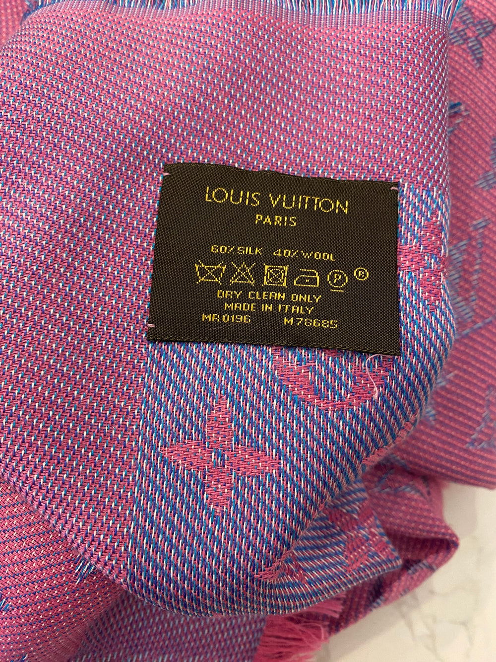 Pre Loved Louis Vuitton Monogram Pink/Purple Shawl (excellent) **RESERVED**