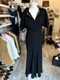 Pre Loved Victoria Beckham Long Black Wool Dress size uk10