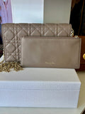 Pre Loved Christian Dior Cannage Pouch in Gris Leather - Excellent