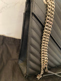Pre Loved Yves Saint Laurent Black Leather Chevron Envelope Bag - Excellent