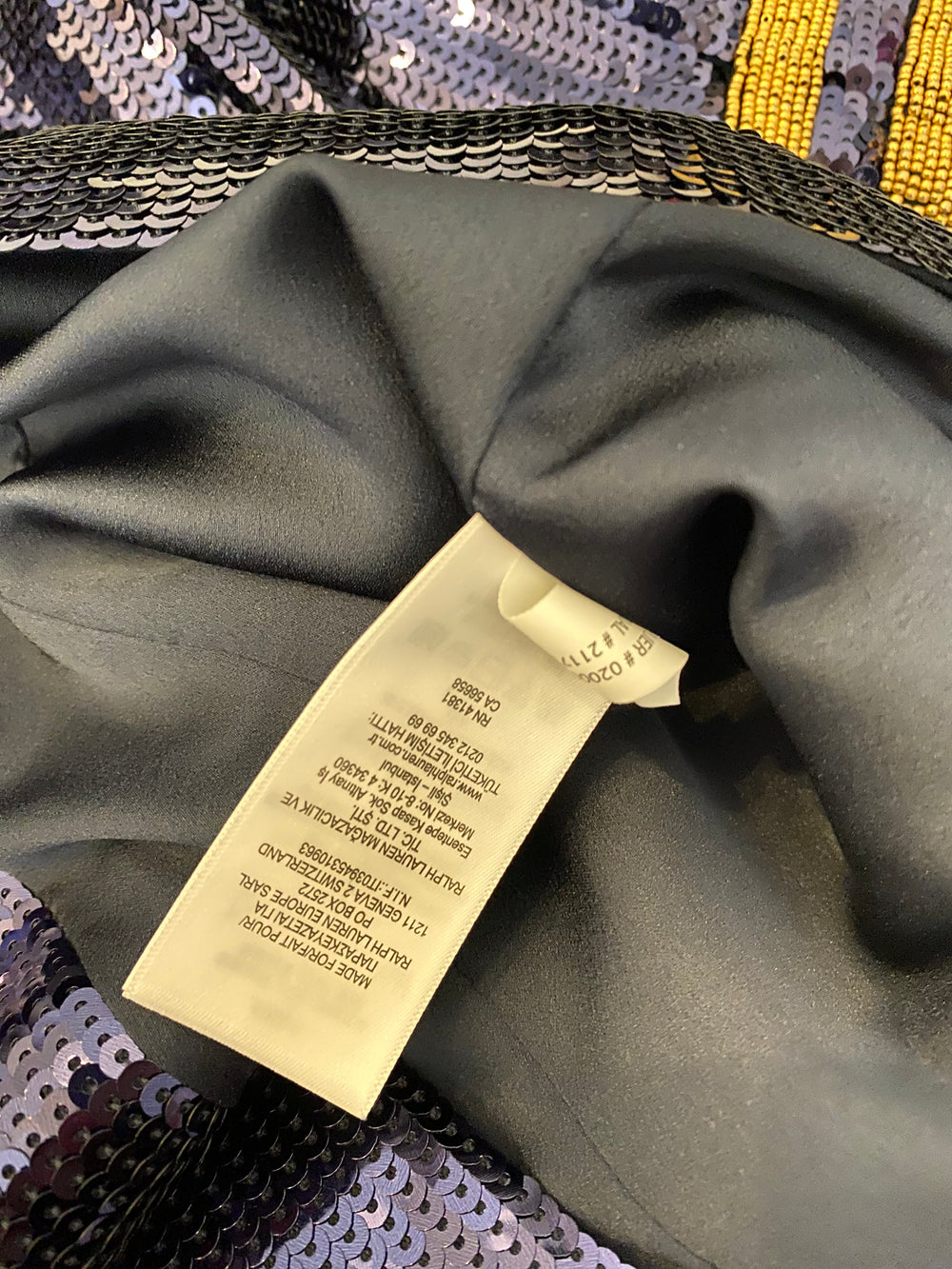 Pre Loved Ralph Lauren Sequin Navy Blue Blazer US 8, UK12 (new)
