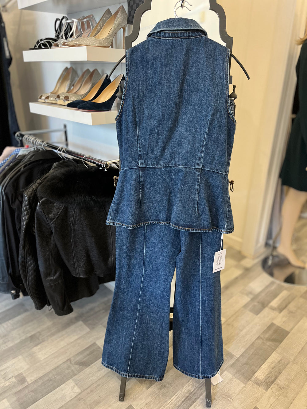 Pre Loved Self Portrait Denim & Crystals 2 Piece Jumpsuit UK14 New