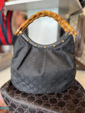 Gucci Vintage GG Canvas Bag with Bamboo Handles