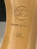 Pre Loved Chanel Beige Leather & Silver Ankle Straps UK 3