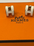 Pre Loved Hermes H-Pop Earrings in cream (excellent)