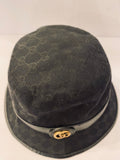 Preloved Gucci Leather Trimmed Canvas Black Bucket Hat size M