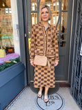 Pre Loved Gucci Wool Knit GG Logo Skirt & Jacket S-M