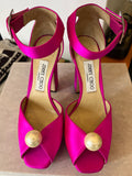 Pre Loved Jimmy Choo Socorie 120 Platform Heels UK 4.5 - Pre Loved Jimmy Choo Fuchsia Bonny Bag