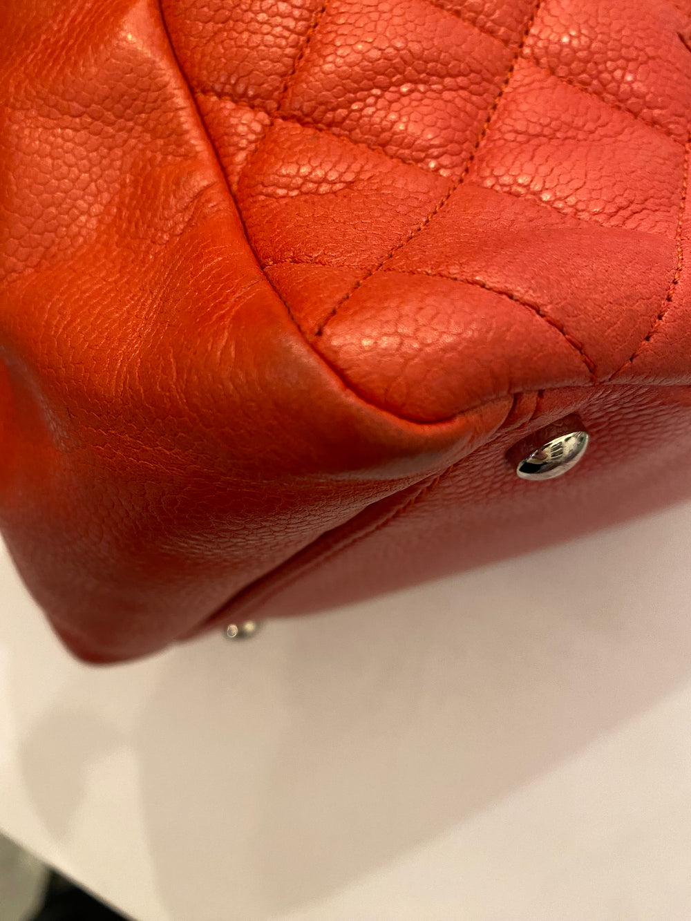 Pre Loved Chanel Vintage Caviar Petit Timeless Shopping Tote In Red
