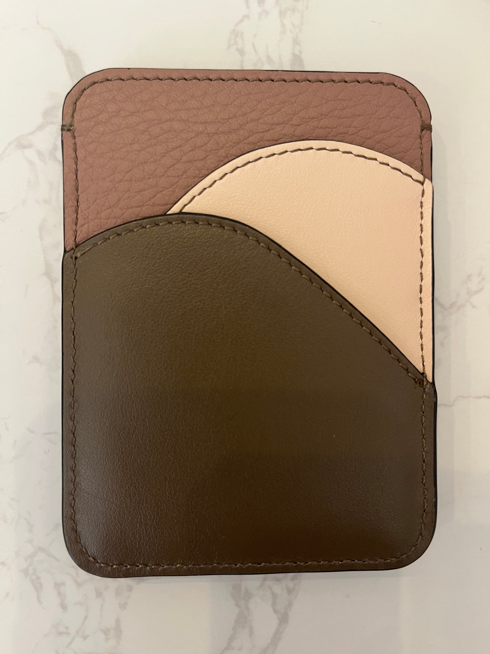Pre Loved Chloe Walden Leather Card Holder Wallet - Pink/Brown/Nude - Five card inserts (New)