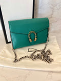 Pre Loved Gucci Dionysus Wallet on a Chain in Emerald Green - Excellent