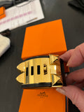Hermes Collier de Chien Cuff in Black Leather with Gold Tone Studs