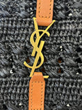 Pre Loved Saint Laurent Panier Medium Raffia Tote in Black