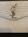 Saint Laurent Uptown Soft Cream Envelope Clutch
